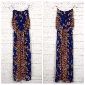 City Studio Blue Floral Aztec Summer Maxi Dress